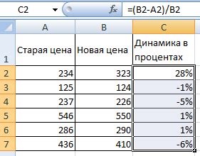 как найти разницу в excel